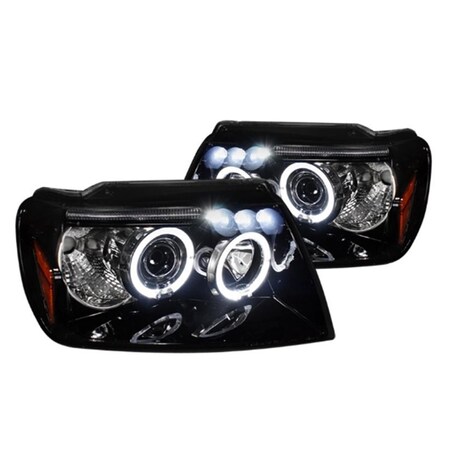 Overtime 1999-2004 Grand Cherokee Projector Headlight - Smoke & Glossy Black OV2654346
